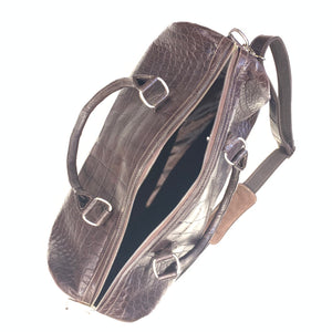 Kashani Chocolate Brown Full Skin Alligator Body Duffle Bag - Dudes Boutique