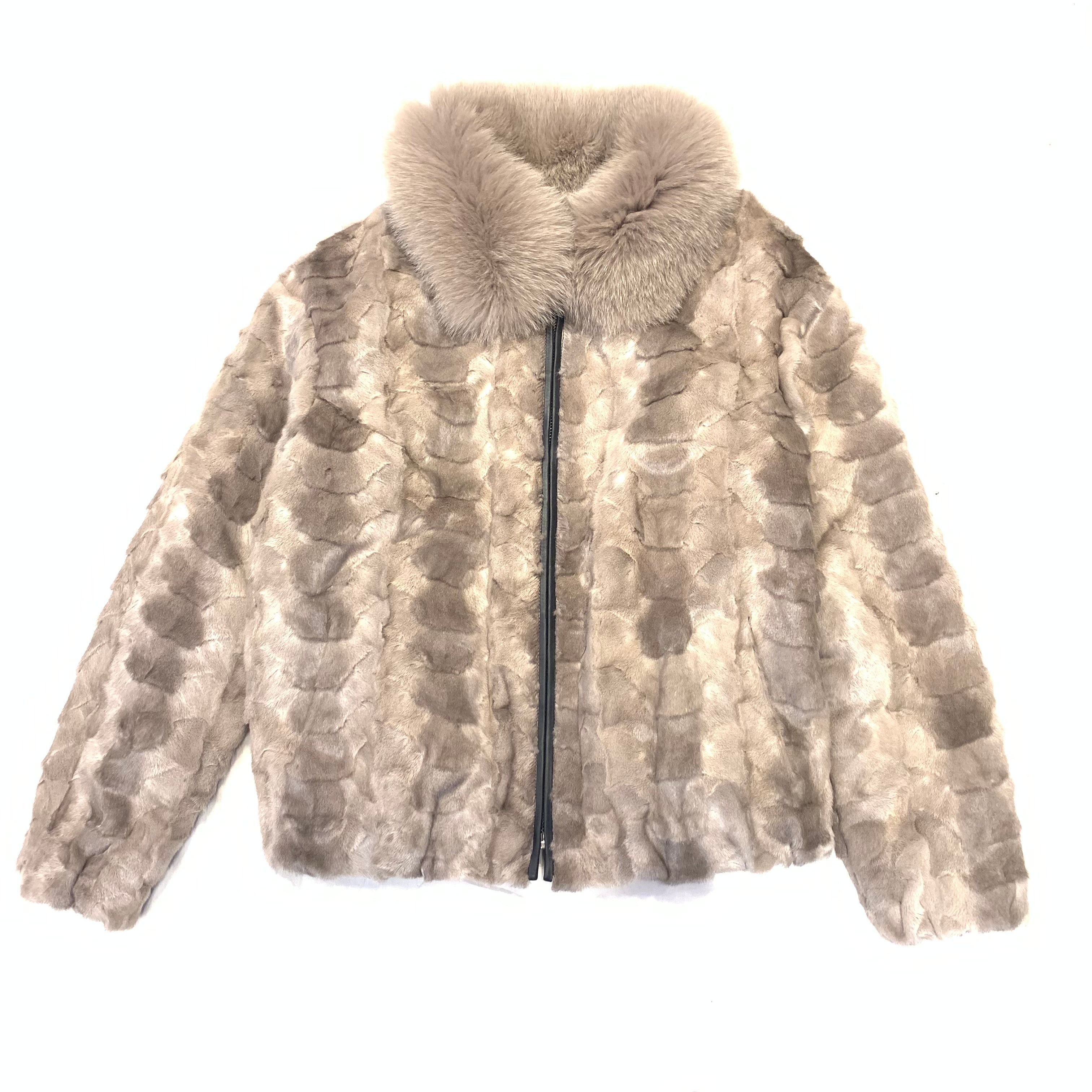 Kashani Men's Ice Grey Mink Fur Bomber Coat - Dudes Boutique