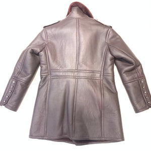 Kashani Men's Burgundy Double-Breasted 3/4 Shearling Coat - Dudes Boutique