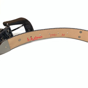 b.b. Simon 'Midnight Navy' Big Block Patent Python Crystal Belt - Dudes Boutique