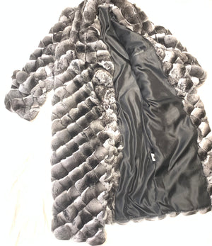 Kashani Men's 3/4 Diamond Cut Chinchilla Trench Fur Coat - Dudes Boutique