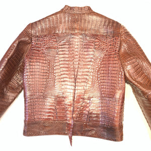 Kashani Men's Choclate All-Over Alligator Skin Bomber Jacket - Dudes Boutique