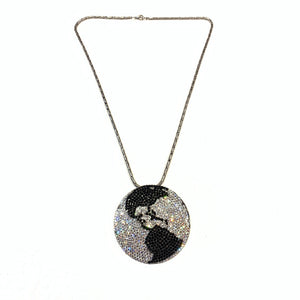 b.b. Simon Black & Silver Globe Fully Loaded Swarovski Crystal Necklace - Dudes Boutique