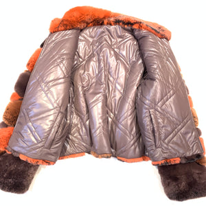 Kashani Ladies Pumpkin Reversible Rex Rabbit Coat - Dudes Boutique