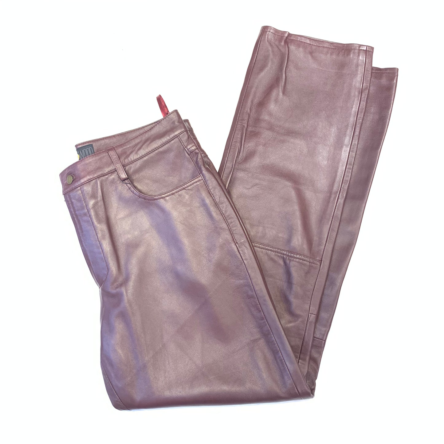 Kashani Men's Burgundy Lambskin Straight Cut Leather Pants - Dudes Boutique