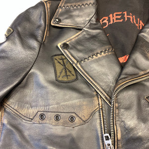 Barya NewYork Caution Patched Lambskin Biker Jacket - Dudes Boutique