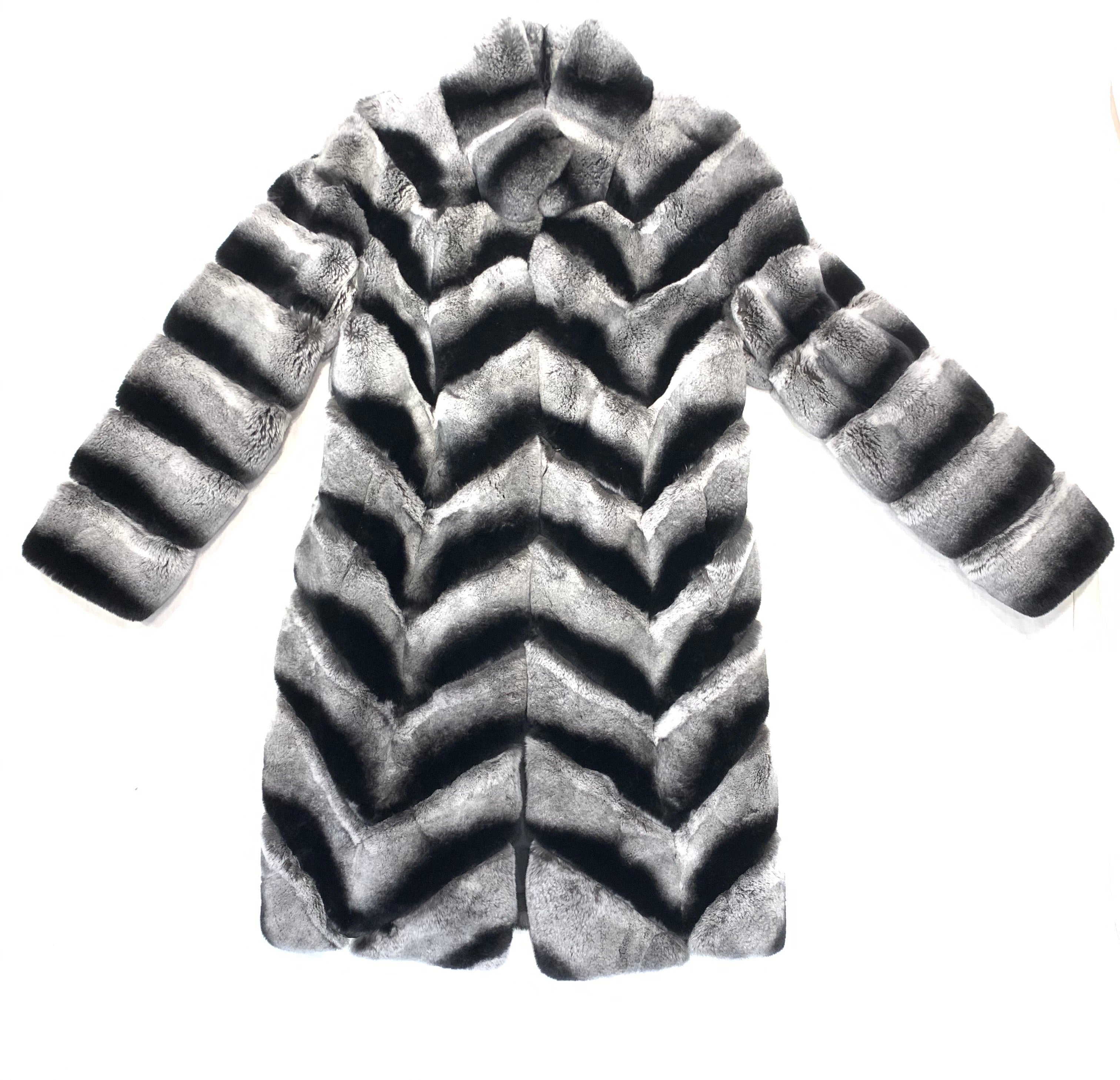 Volare Rex Rabbit Chinchilla Fur Trench Coat - Dudes Boutique
