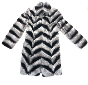 Volare Rex Rabbit Chinchilla Fur Trench Coat - Dudes Boutique