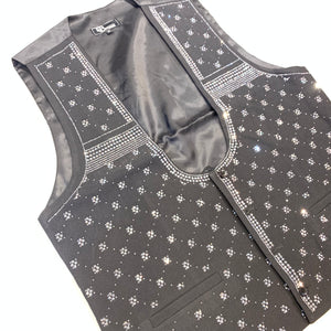 Barocco Men's Black Silver Crystal Dress Vest - Dudes Boutique