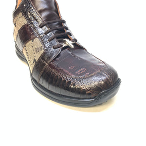 Mauri Men's '8425' Rust Brown Baby Crocodile/ Ostrich Leg Sneakers - Dudes Boutique