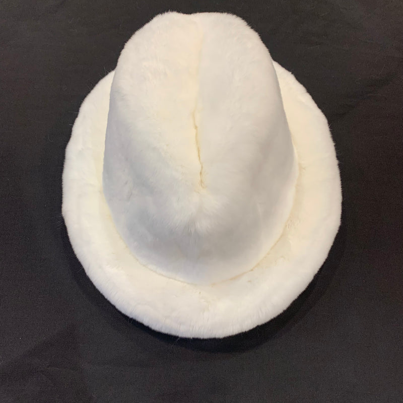 Kashani Men's White Rex Chinchilla Fur Top Hat - Dudes Boutique