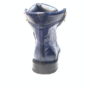 Mauri "4986" Wonder Blue Alligator / Ostrich Leg Tracker Boots - Dudes Boutique