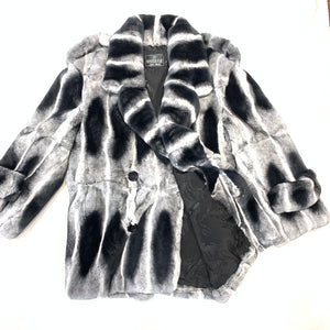 Kashani Double Breasted Rex Chinchilla 3/4 Fur Coat - Dudes Boutique