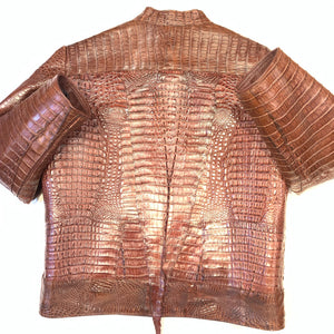 Kashani Men's Choclate All-Over Alligator Skin Bomber Jacket - Dudes Boutique