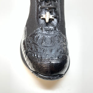 Mauri ‘8741/2’ Black Alligator/Ostrich Leg Sneakers - Dudes Boutique