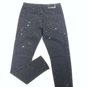 Barocco Men's Black Fully Loaded Crystal Spiked Jeans - Dudes Boutique