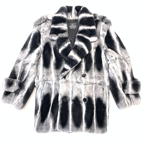 Kashani Double Breasted Rex Chinchilla 3/4 Fur Coat - Dudes Boutique