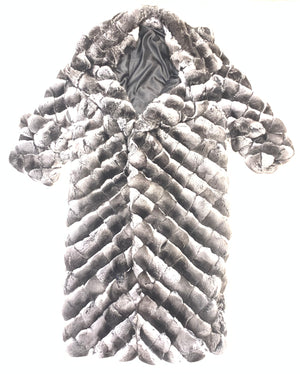 Kashani Men's 3/4 Diamond Cut Chinchilla Trench Fur Coat - Dudes Boutique