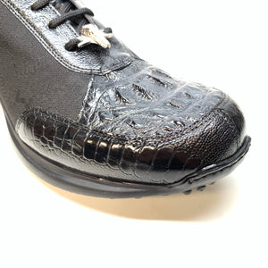 Mauri ‘8741/2’ Black Alligator/Ostrich Leg Sneakers - Dudes Boutique