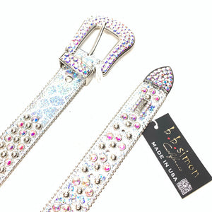 b.b. Simon 'Chrome Milk' Studded Crystal Belt - Dudes Boutique
