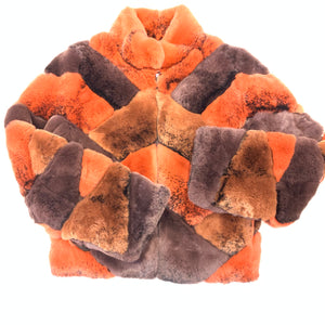 Kashani Ladies Pumpkin Reversible Rex Rabbit Coat - Dudes Boutique