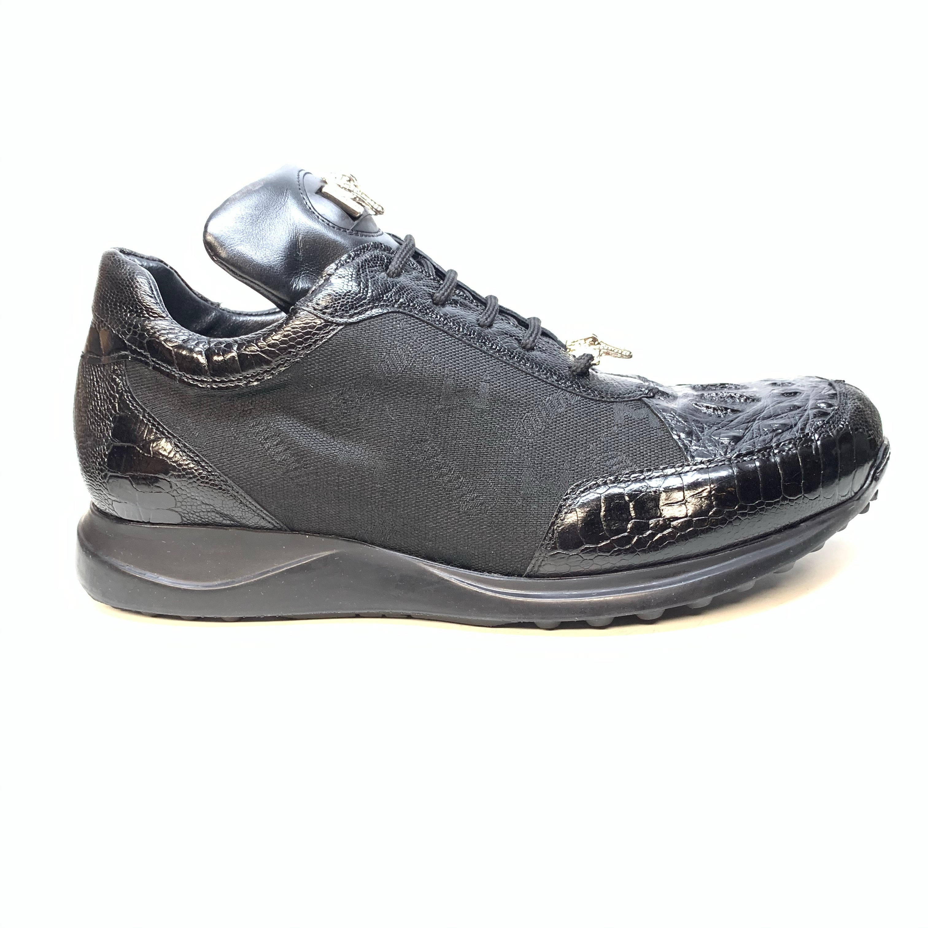 Mauri ‘8741/2’ Black Alligator/Ostrich Leg Sneakers - Dudes Boutique