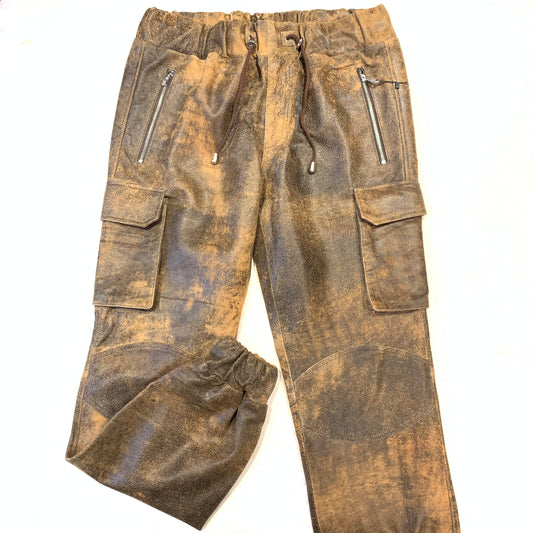 Kashani Men's Jungle Lambskin Leather Cargo Joggers - Dudes Boutique