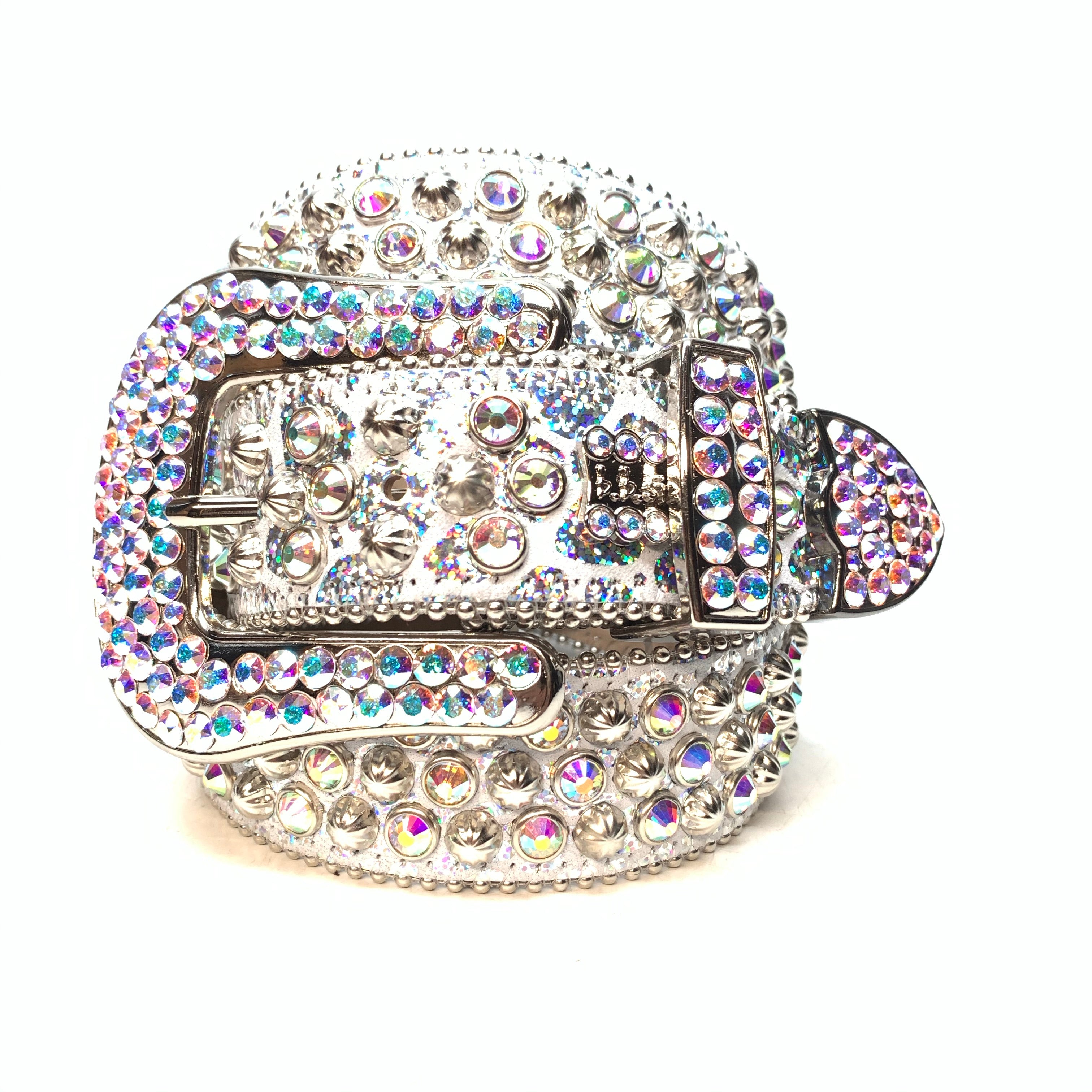 b.b. Simon 'Chrome Milk' Studded Crystal Belt - Dudes Boutique