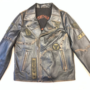 Barya NewYork Caution Patched Lambskin Biker Jacket - Dudes Boutique