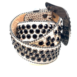 b.b. Simon Charcoal Khayyam Fully Loaded Crystal Belt - Dudes Boutique