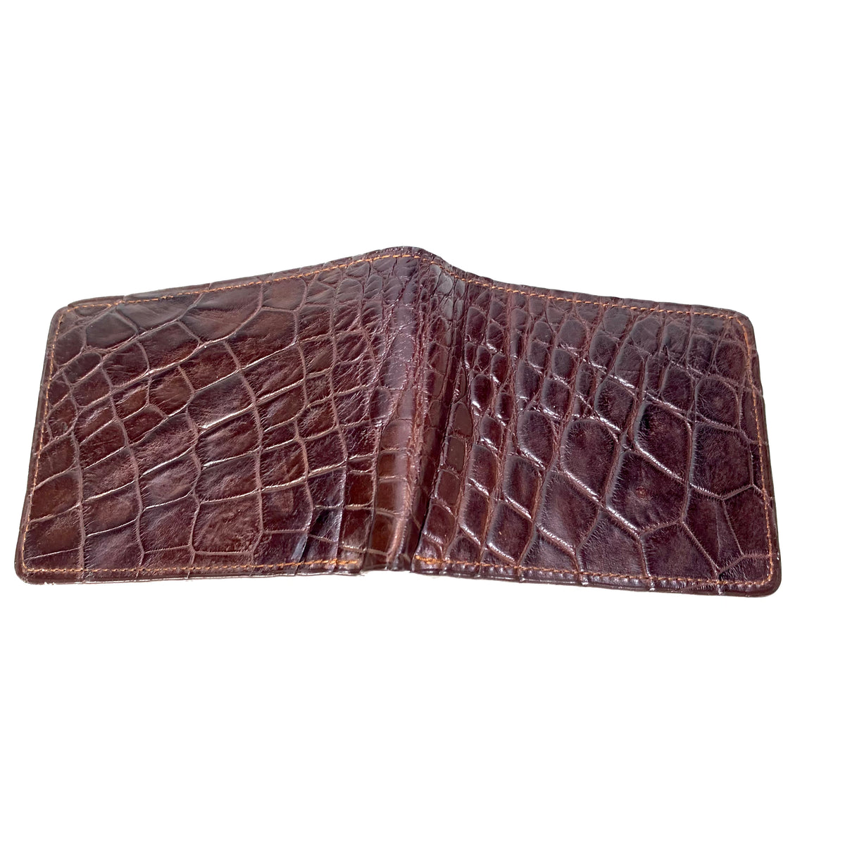 Kashani Brown Soft Alligator Belly Bi-Fold Wallet - Dudes Boutique