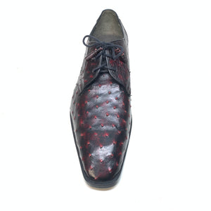 Los Altos Black & Cherry Ostrich Quill Lace Up Dress Shoes - Dudes Boutique