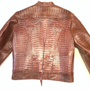 Kashani Men's Choclate All-Over Alligator Skin Bomber Jacket - Dudes Boutique