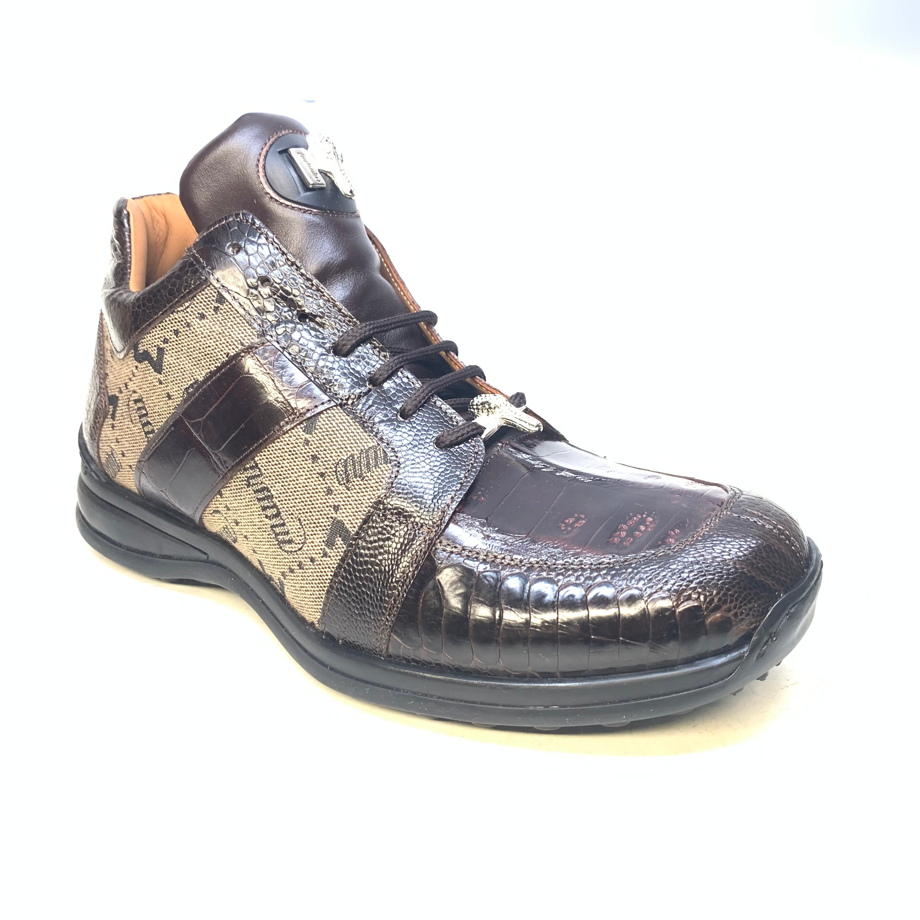 Mauri Men's '8425' Rust Brown Baby Crocodile/ Ostrich Leg Sneakers - Dudes Boutique