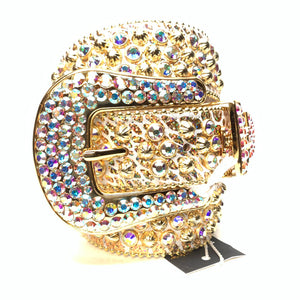 b.b. Simon Golden Scale Fully Loaded Crystal Belt - Dudes Boutique