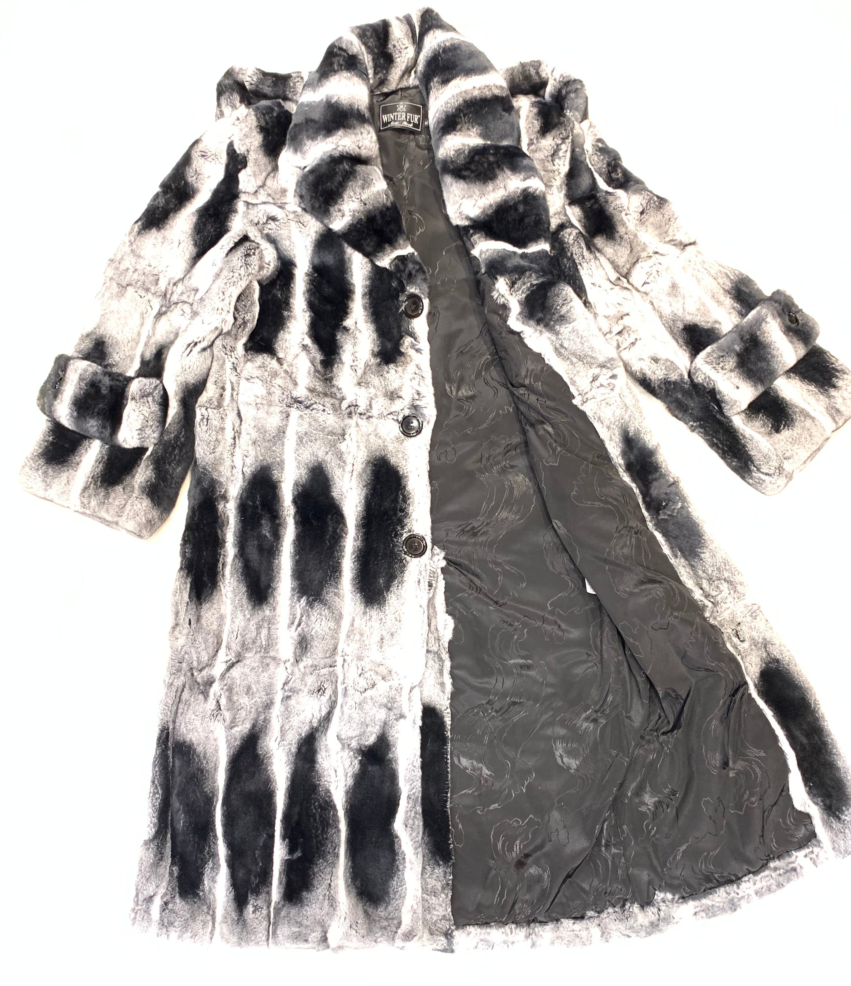 Kashani Men's Full Length Rex Rabbit Chinchilla Trench Fur Coat - Dudes Boutique