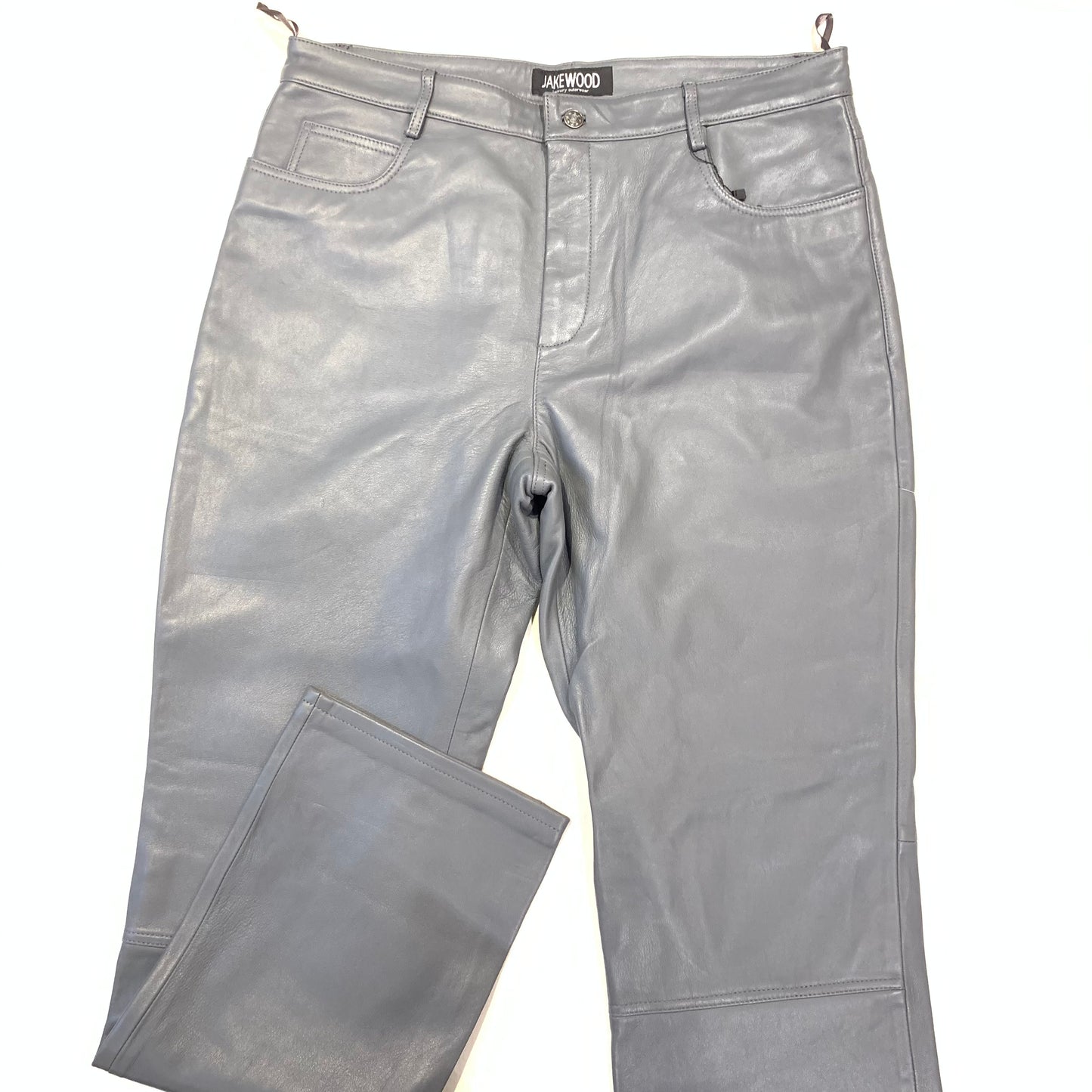 Kashani Men's Grey Lambskin Straight Cut Leather Pants - Dudes Boutique