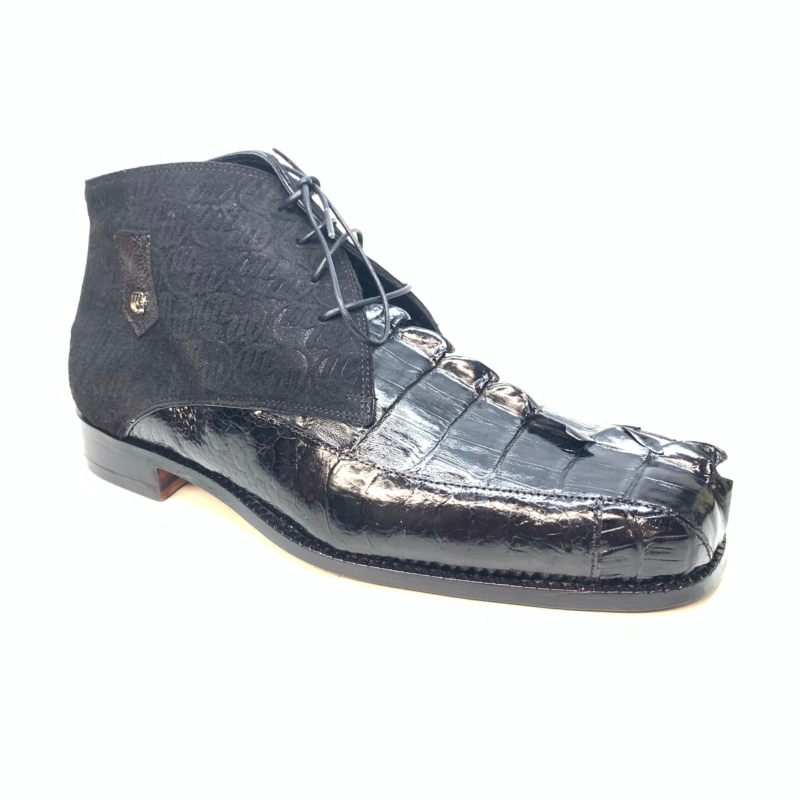 Mauri 2831 'Chicago' Black Ostrich Leg/Hornback Tail/Calf Ankle Boots - Dudes Boutique