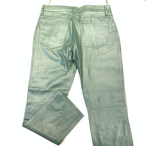 Kashani Men's Forest Green Lambskin Straight Cut Leather Pants - Dudes Boutique