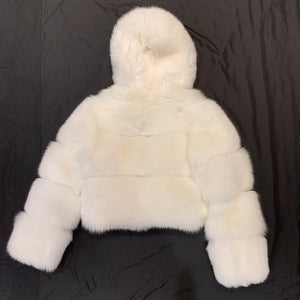 Barya NewYork Women's White Spliced Arctic Fox Fur Hooded Coat - Dudes Boutique