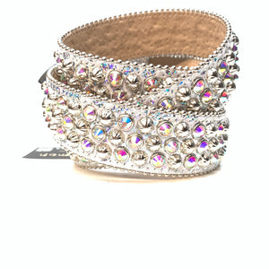 b.b. Simon 'Chrome Milk' Studded Crystal Belt - Dudes Boutique