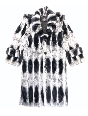 Kashani Men's Full Length Rex Rabbit Chinchilla Trench Fur Coat - Dudes Boutique