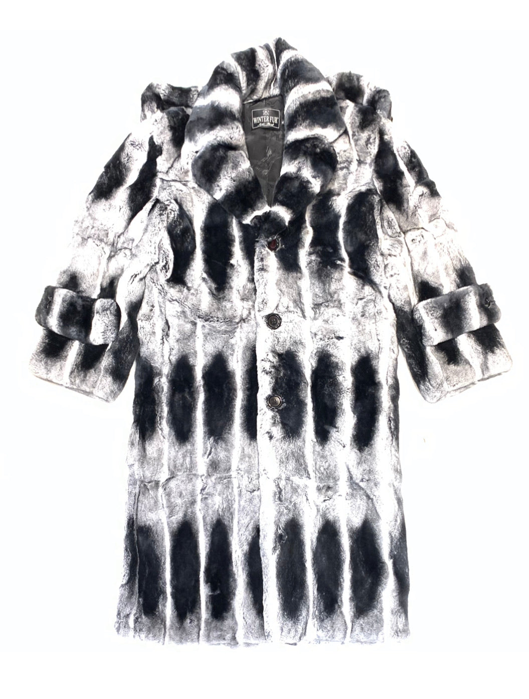 Kashani Men's Full Length Rex Rabbit Chinchilla Trench Fur Coat - Dudes Boutique