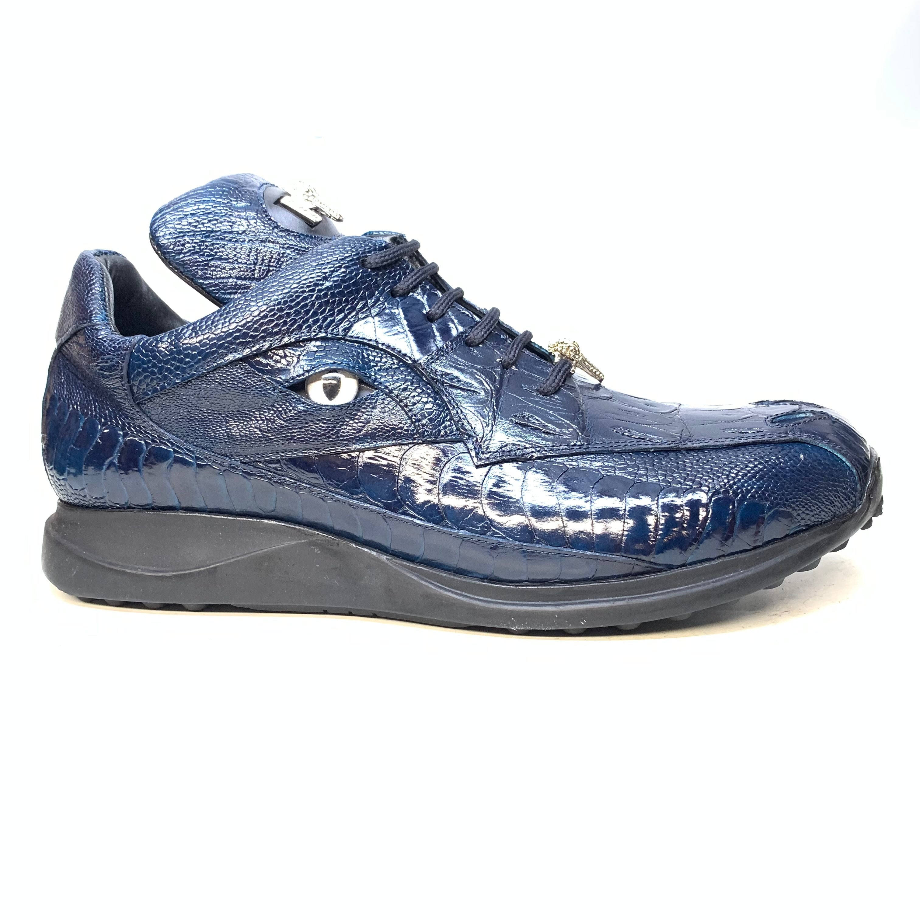 Mauri 8596 'Eye' Wonder Blue Hornback/Ostrich Leg Sneakers - Dudes Boutique