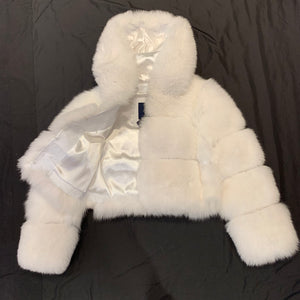 Barya NewYork Women's White Spliced Arctic Fox Fur Hooded Coat - Dudes Boutique