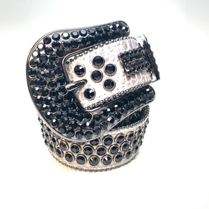 b.b. Simon Charcoal Khayyam Fully Loaded Crystal Belt - Dudes Boutique