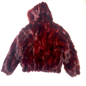 Kashani Women's Wine Full Fox Fur Hooded Bomber Coat - Dudes Boutique