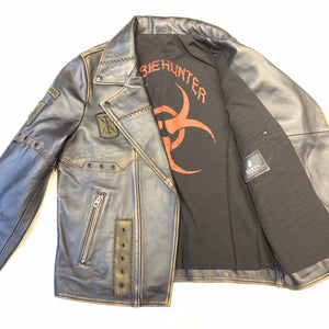 Barya NewYork Caution Patched Lambskin Biker Jacket - Dudes Boutique