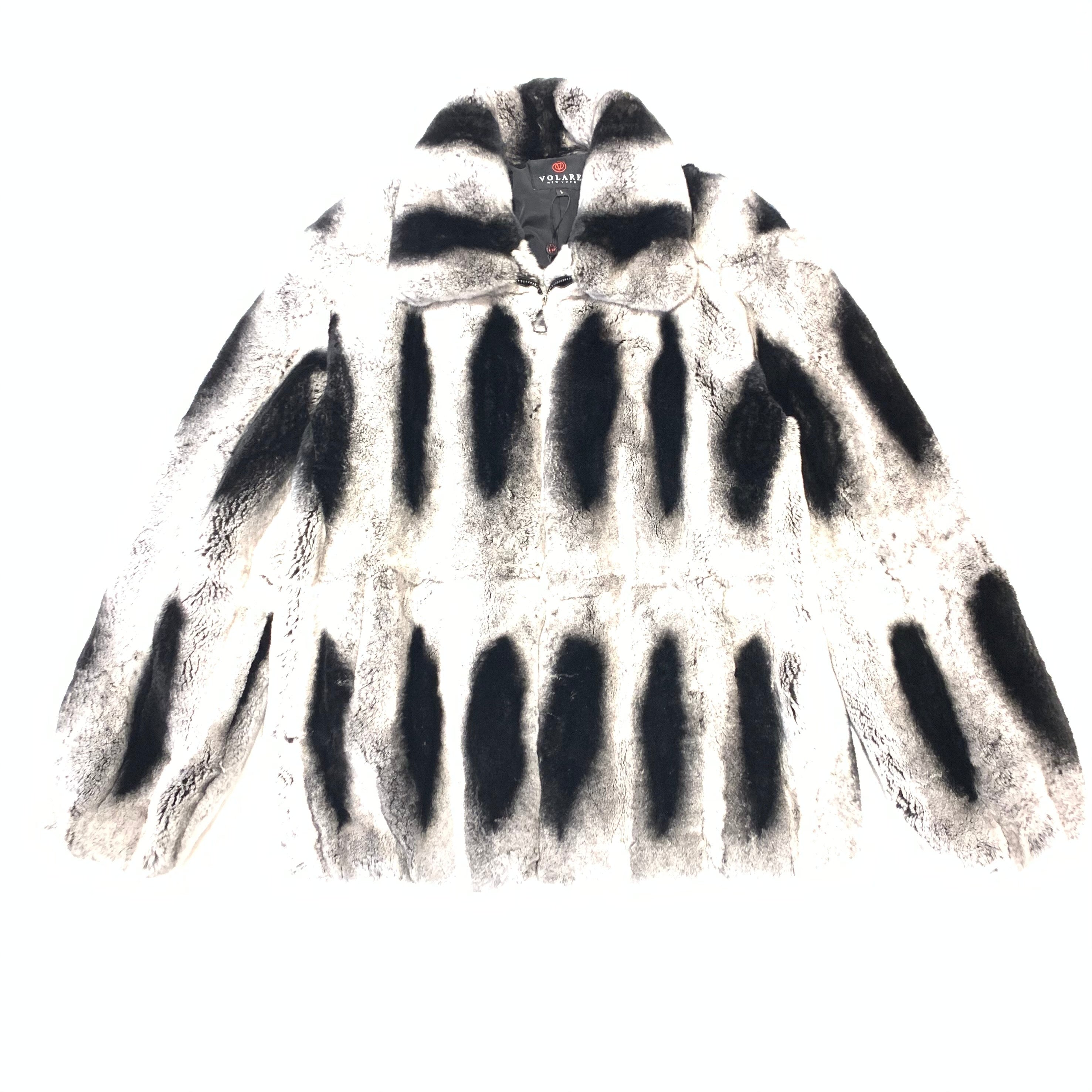 Volare Men's Rex Rabbit Chinchilla Fur Coat - Dudes Boutique