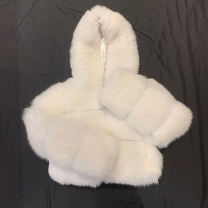 Barya NewYork Women's White Spliced Arctic Fox Fur Hooded Coat - Dudes Boutique
